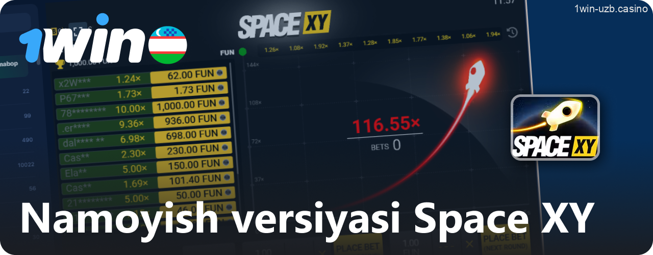 1Win Space XY o'yinining demo versiyasi bilan tanishish