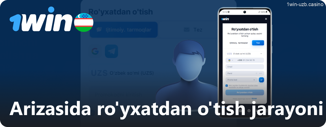 1Win mobil ilovasida ro‘yxatdan o‘tish tartibi