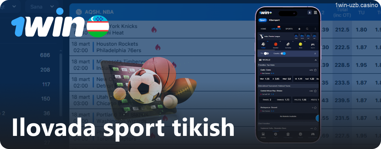 1Win ilovasida sportga garov tikish imkoniyatlari