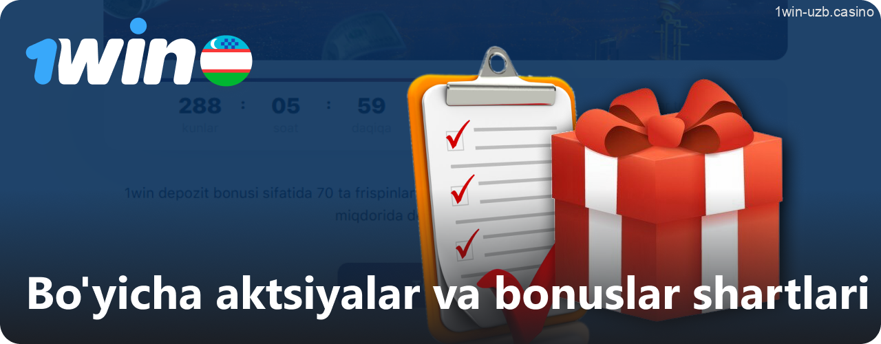 1Win bonus va aksiyalar shartlari