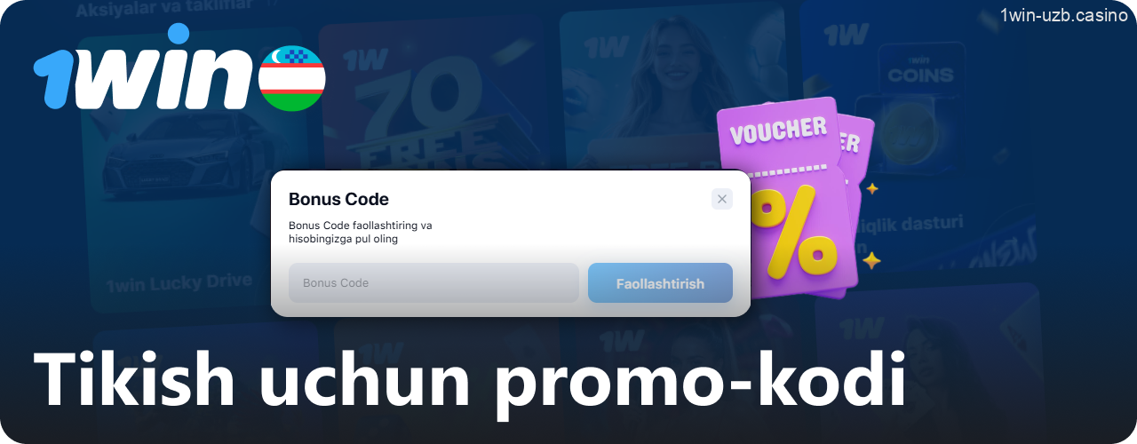 1Win promo-kodi bilan O‘zbekistonda tikish