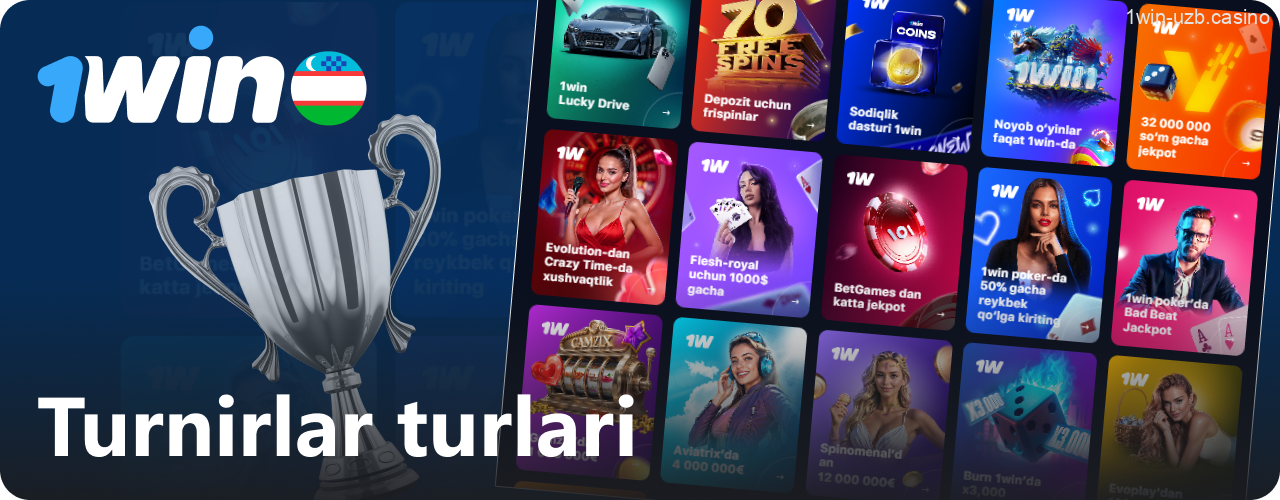 1win kazinosidagi turli turnirlar