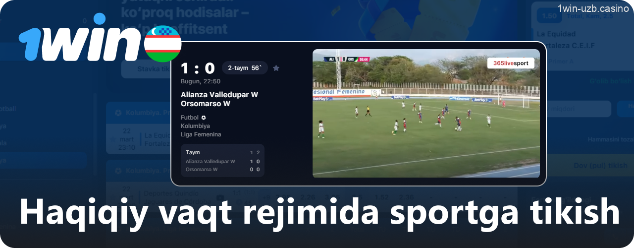 1win sport tikishining haqiqiy vaqt rejimi