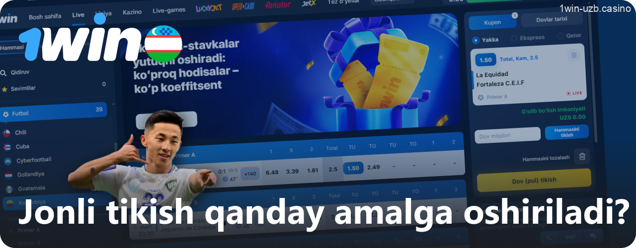 1win jonli tikish jarayoni