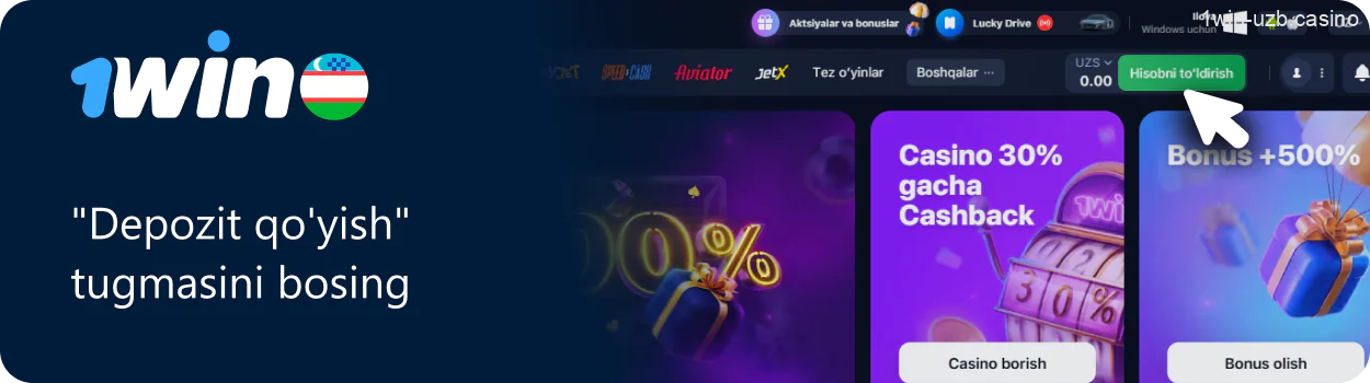 1win depozit qo'yish
