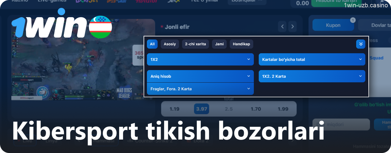 1Win O'zbekistonda e-sport tikish bozorlari va imkoniyatlari