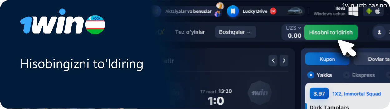 1Win hisobingizga depozit kiriting