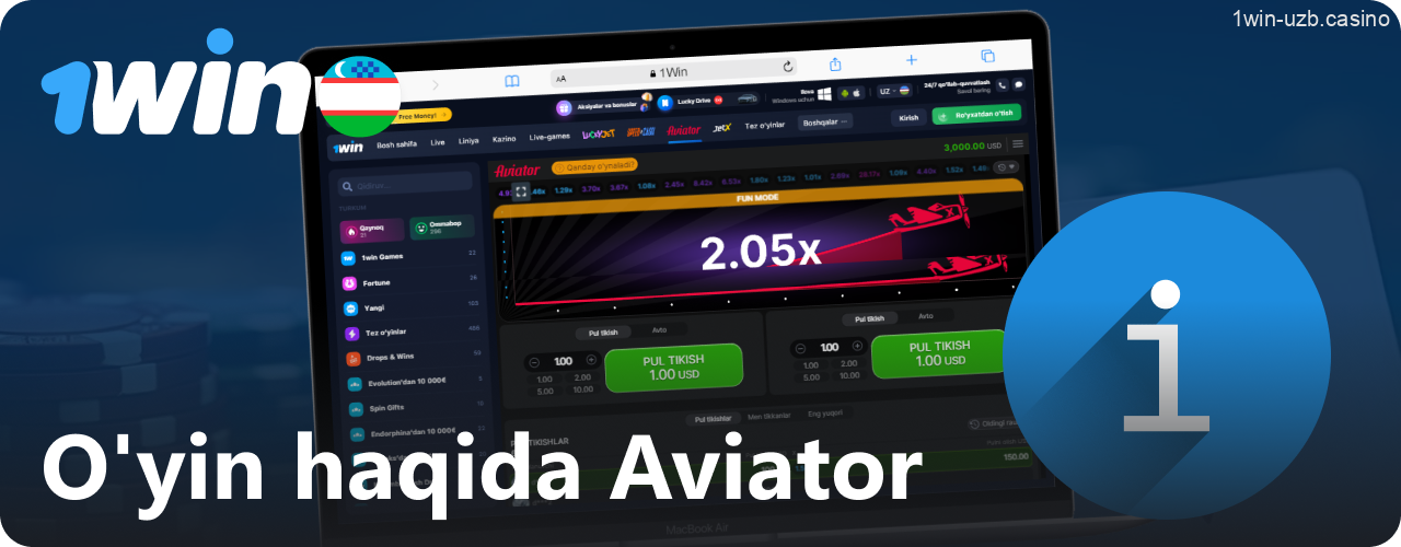 1Win Aviator o'yinining umumiy tavsifi va xususiyatlari