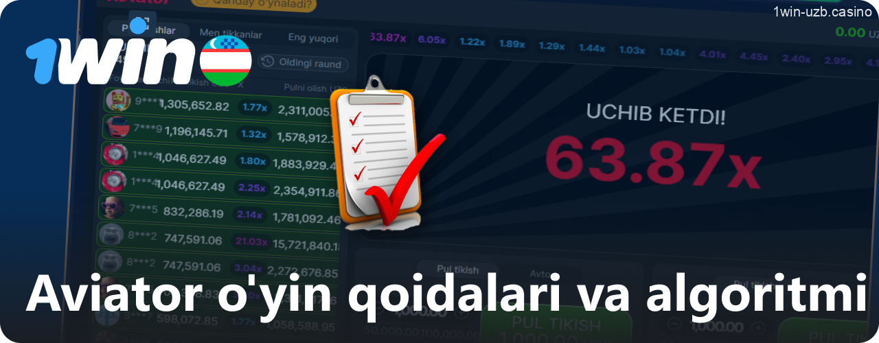 1Win Aviator o'yini uchun asosiy qoidalar va algoritmlar