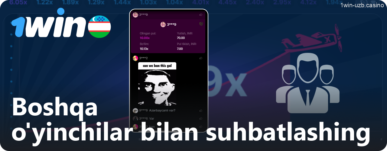 1Win Aviator o'yinchilari bilan jonli suhbat