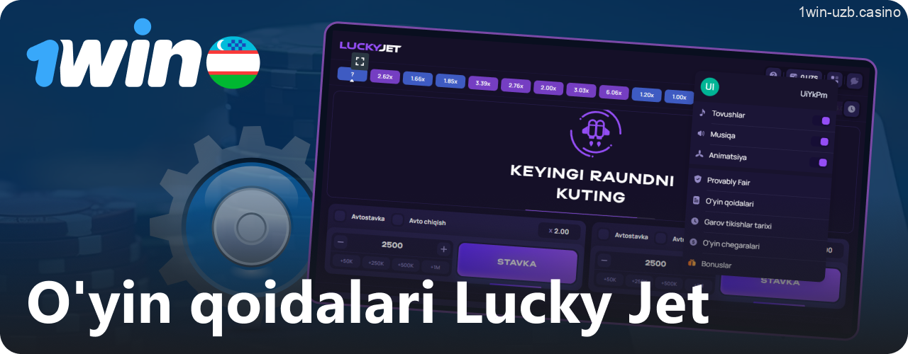 1Win Lucky Jet o'yini qoidalari haqida.