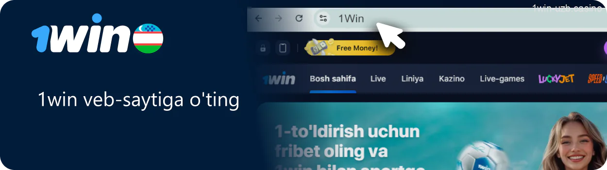 1Win veb-saytiga kirib, o'yinni boshlash