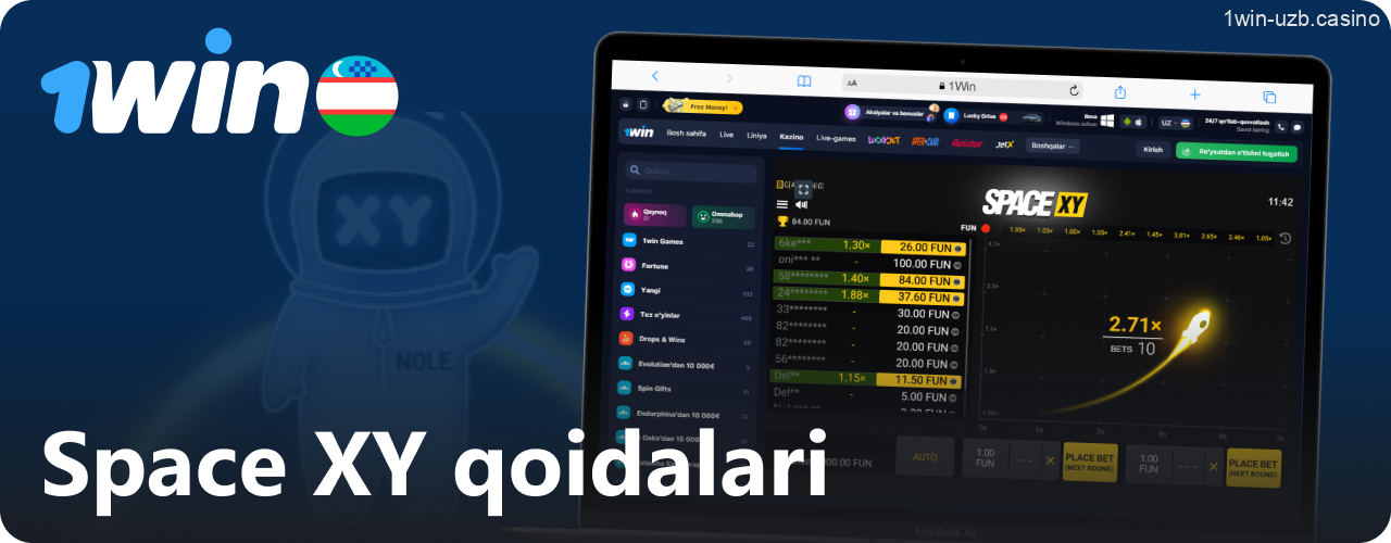 O'zbek futbolchilari uchun 1Win Space XY o'yini qoidalari