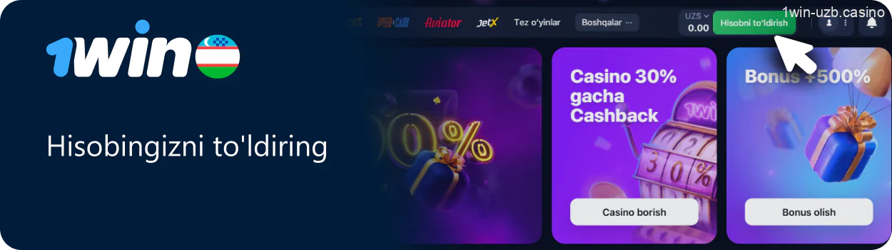 Hisobingizni to'ldirib, balansni to'ldiring