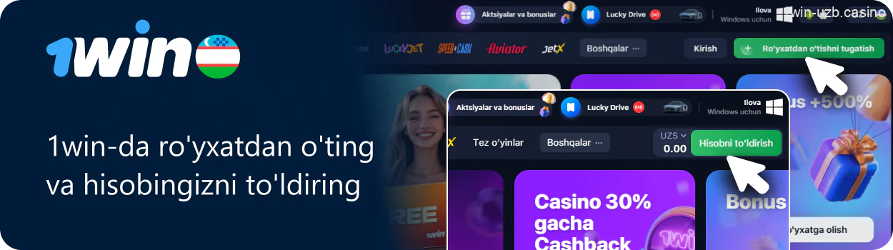 1Win-da ro'yxatdan o'ting va hisobingizni to'ldirib 1Win ga kiring