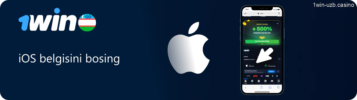 1Win ilovasini iOS qurilmaga yuklab olish tugmasini bosing