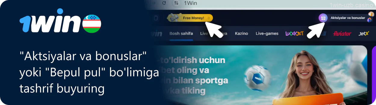 "Aktsiyalar va bonuslar" bo‘limiga o‘ting