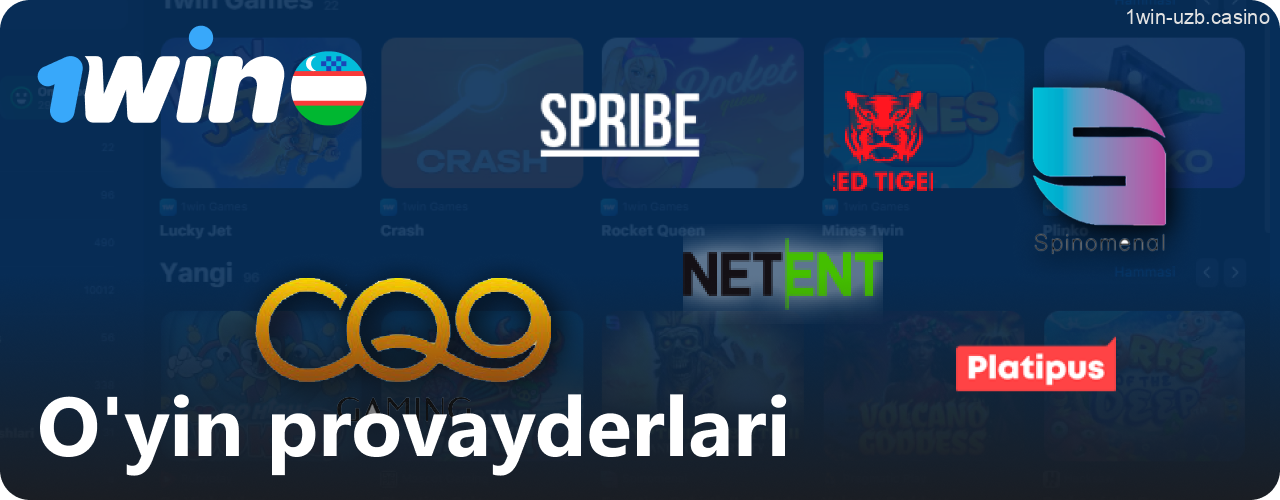 1win kazinosining o'yin provayderlari va ularning takliflari
