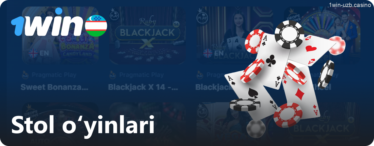 1win kazinosida o'ynash uchun stol o'yinlari